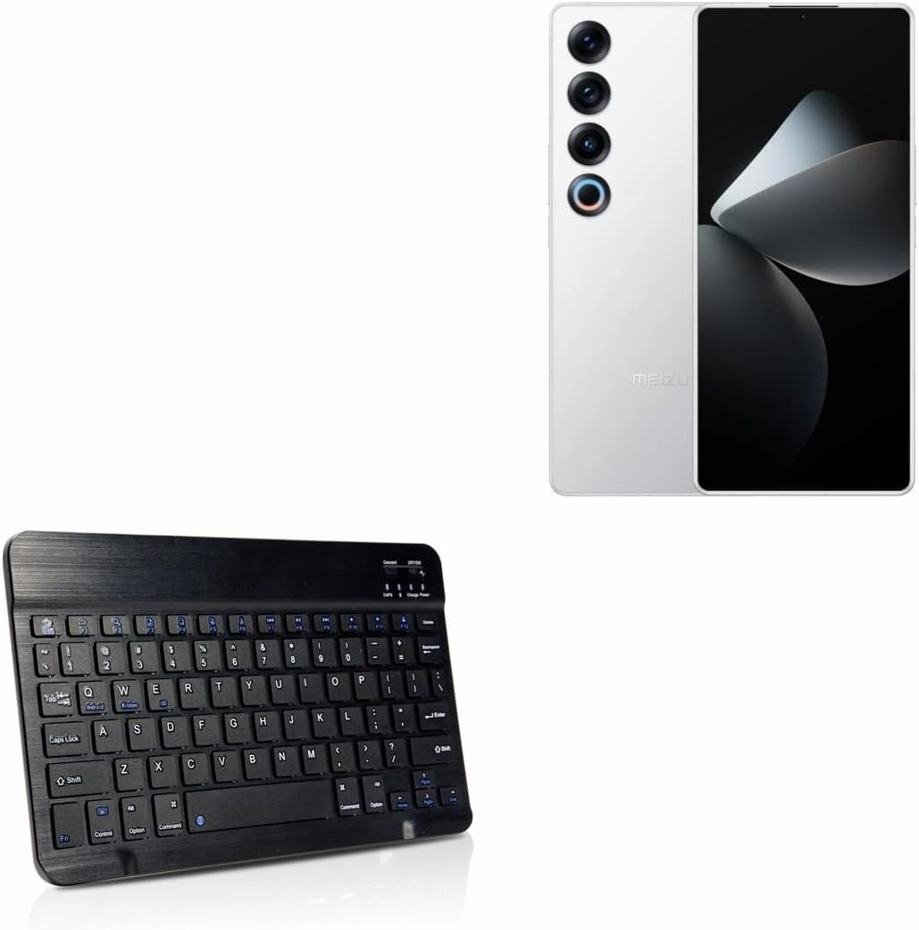 BoxWave Keyboard Compatible with Meizu 21 Pro - SlimKeys Bluetooth Keyboard, Portable Thin with Chiclet-Style Keys - Jet Black