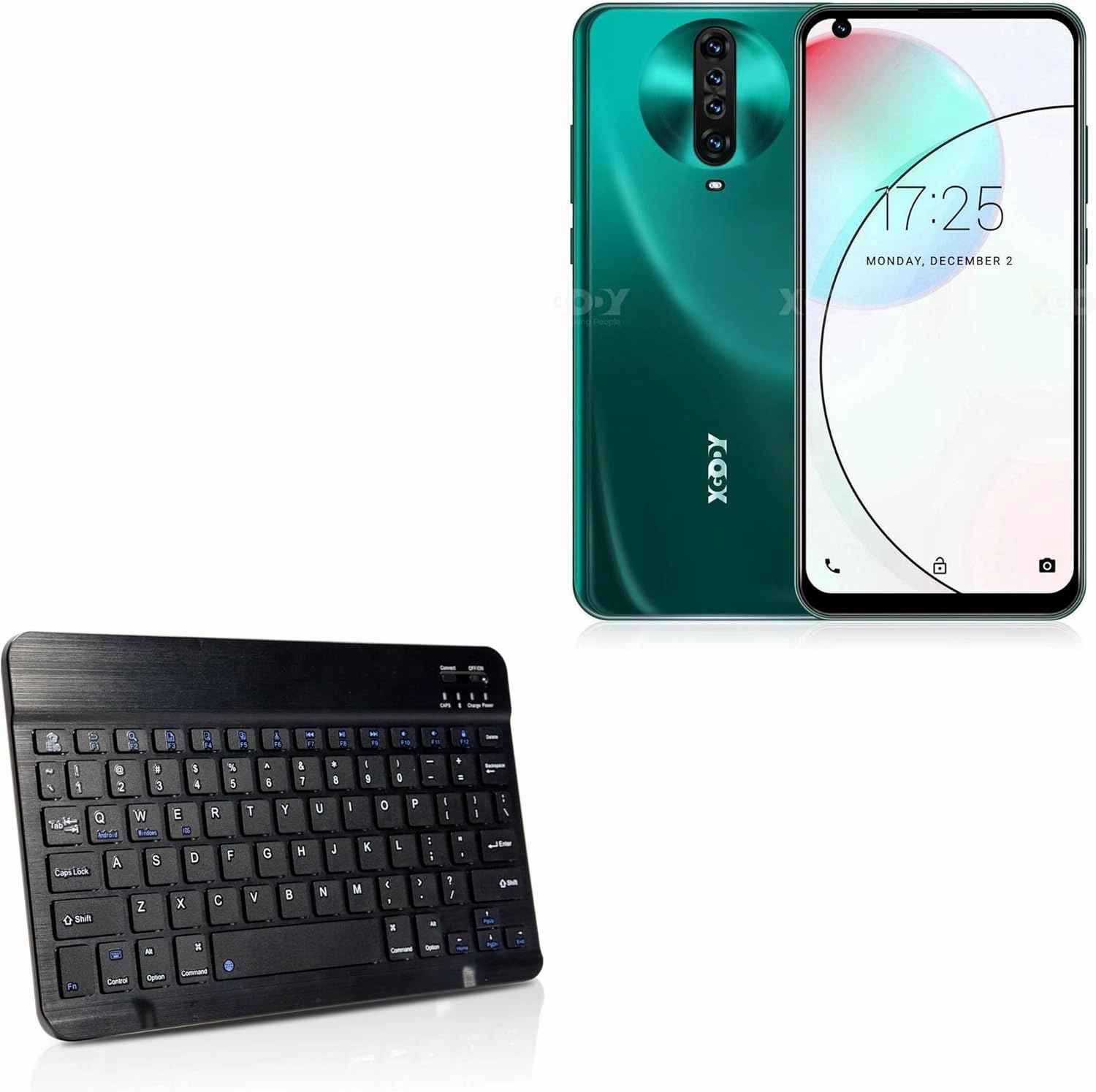 BoxWave Keyboard Compatible with Xgody K30 - SlimKeys Bluetooth Keyboard, Portable Thin with Chiclet-Style Keys - Jet Black