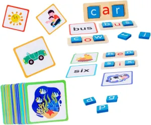 Boys and Girls Alphabet Spelling Games 1 Set of Wooden Matching Letter Blocks Early Learning Tool for Preschoolers
