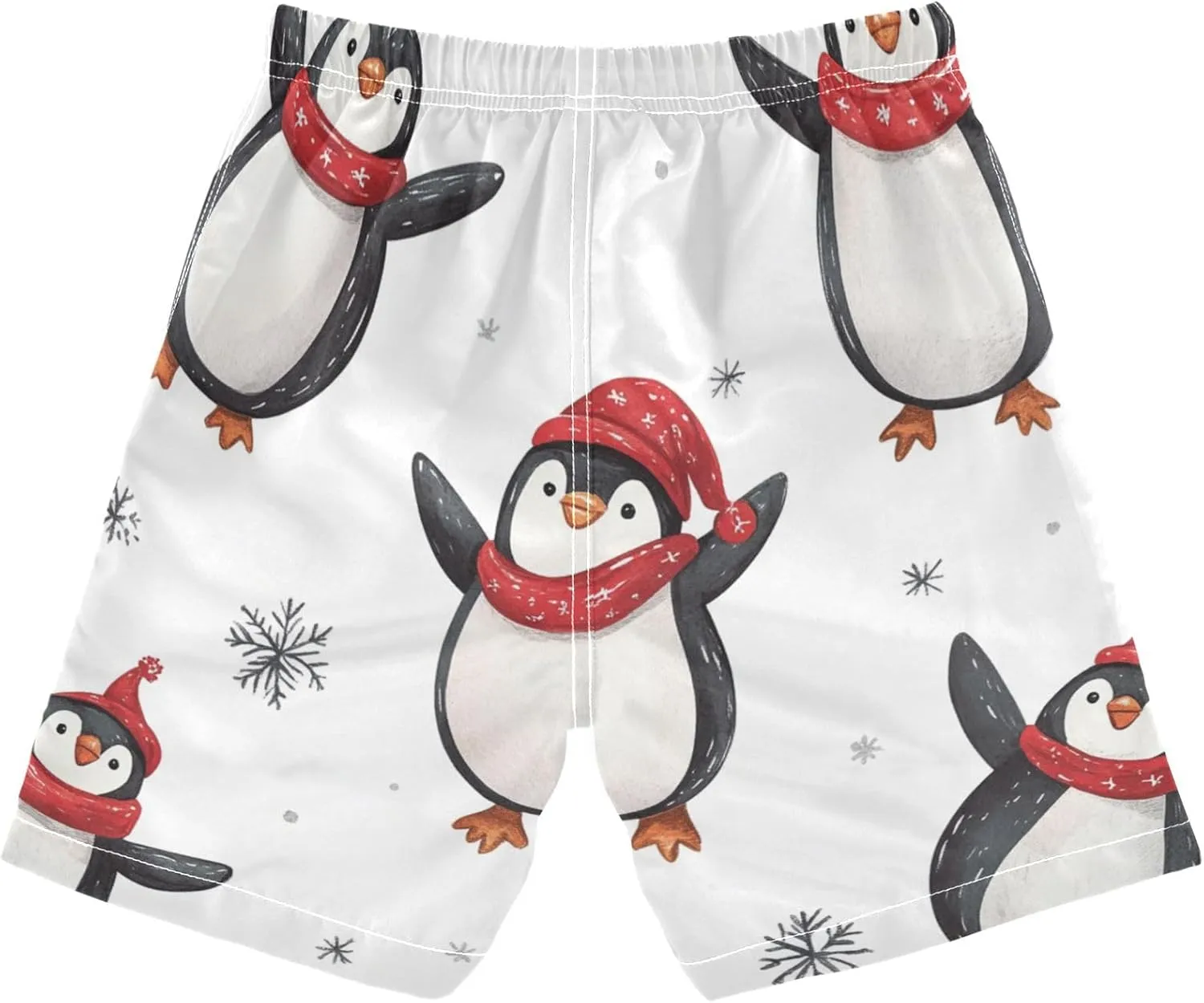 Boys Beach Board Shorts Penguin Cute Cool Snow Swim Trunk Teen Swimwear