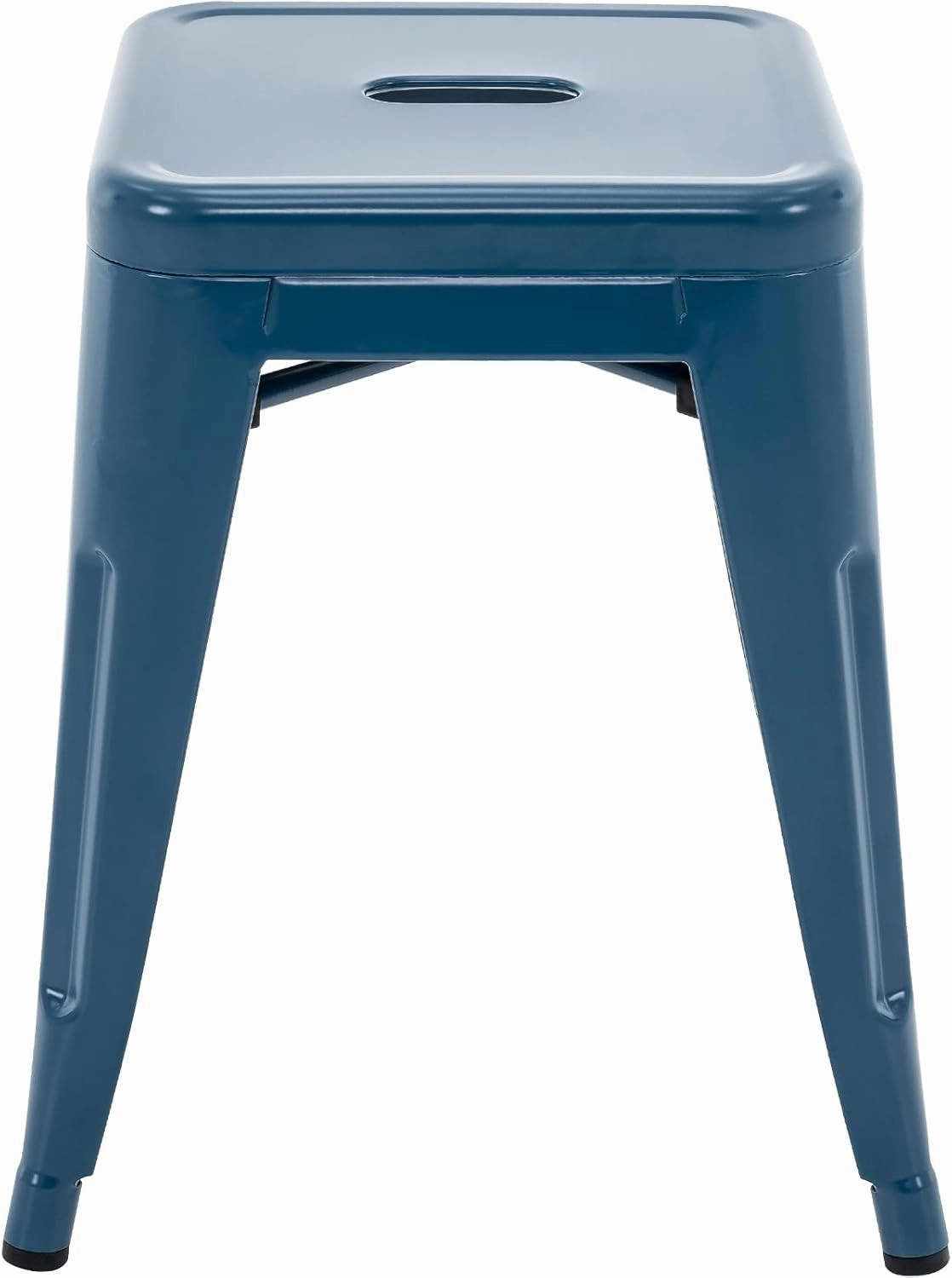 Brage Living 18 Inch Industrial Metal Stool Set of 4, Stackable Backless Metal Dining Chairs for Indoor Outdoor, Kitchen Short Stools (Deep Blue)