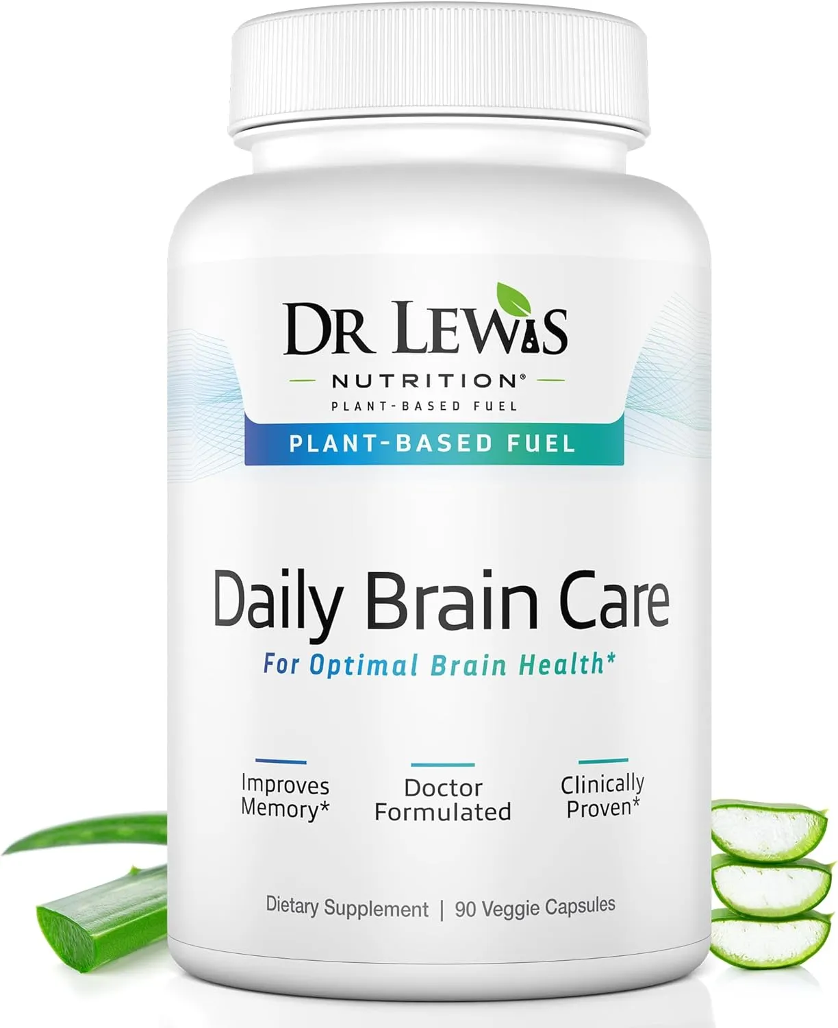 Brain Supplements for Memory and Focus with BiAloe - Plant-Based Daily Brain Care Cognitive Supplement and Nootropic Brain Support Supplement - Immunity and Energy - 90 Capsules