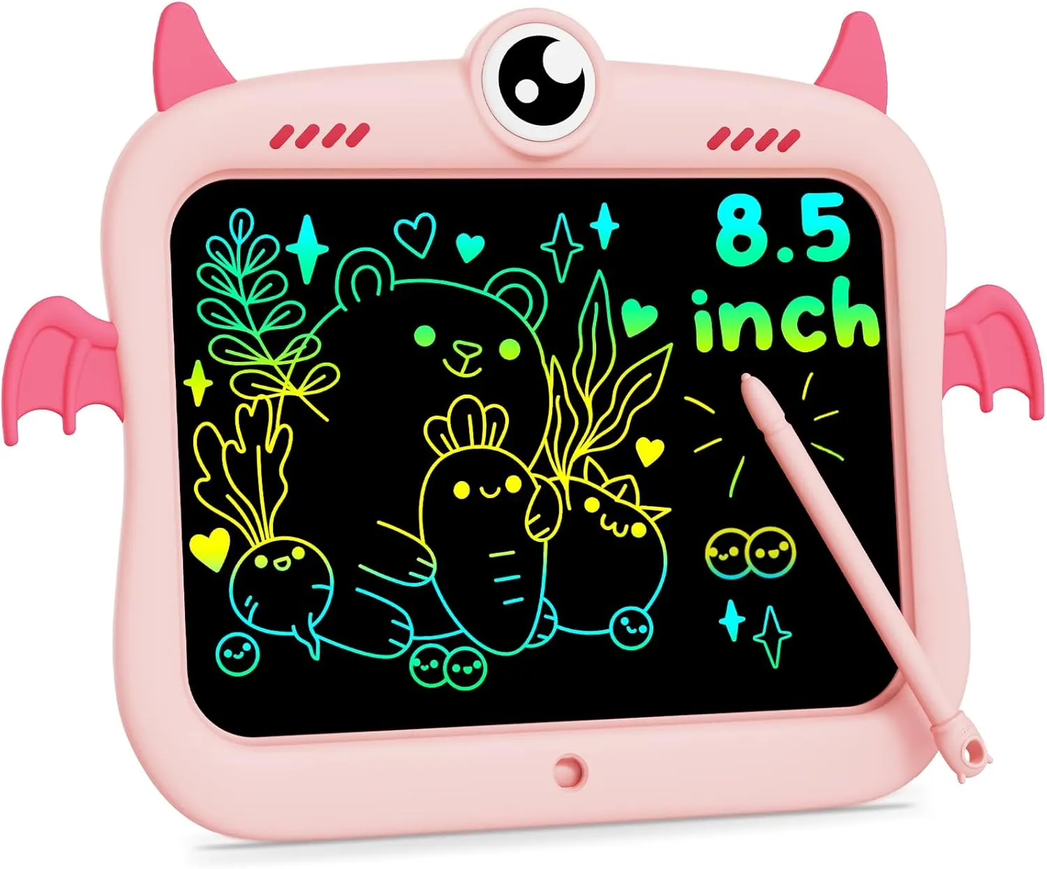 bravokids LCD Writing Tablet for Kids 8.5 Inch, Colorful Doodle Board Drawing Pad Tablet, Christmas Birthday Gifts Educational and Learning Toys for 3 4 5 6 7 8 Years Old Girls Boys (Pink)