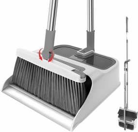 Broom with Dustpan Combo Set,51” Adjustable Long Handle,Broom and Dustpan,Durable & Versatile,All-in-One Effortless Cleaning for All Floors