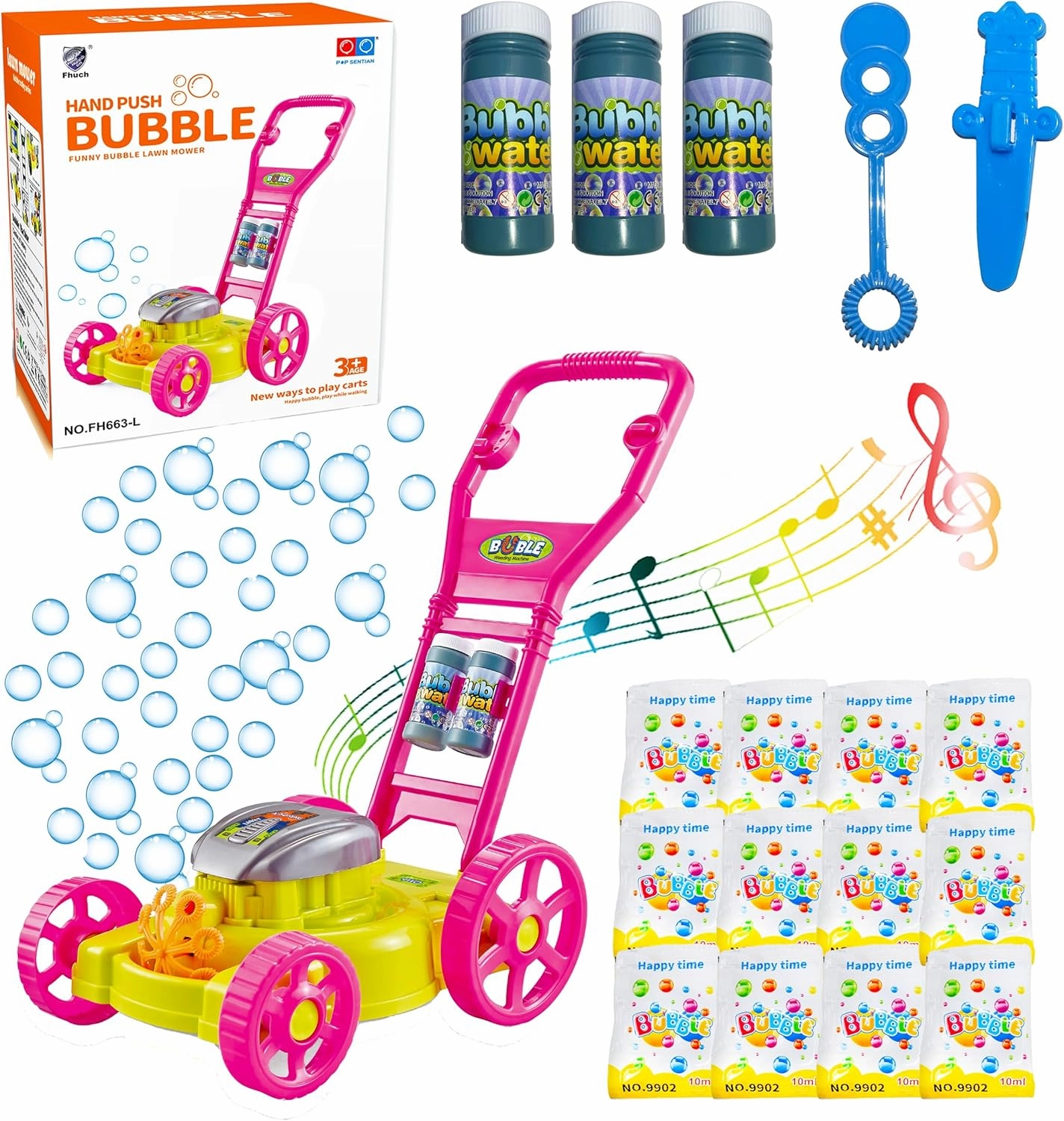 Bubble Lawn Mower for Toddlers 3 . Kids Bubble Blower Machine, Indoor Outdoor Push Gardening Toys, Halloween Birthday Gifts Toys for Preschool Baby，Party Summer Backyard Toys for Baby Girls (RED)