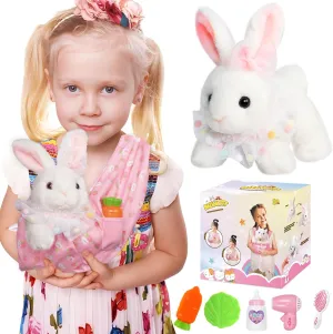 Bunny Toys for Kids: 2-in-1 Bunny Stuffed Animal with Pet Sling Carrier for Indoor & Outdoor, Perfect Christmas & Easter Gift for 3-7 Year-Old Girls & Boys