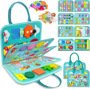 Busy Board Montessori Toys for Toddler Boy Girl Birthday Gifts, Busy Book Sensory Learning Toys for Toddlers, Educational Activities Airplane Car Travel Toy for Toddlers