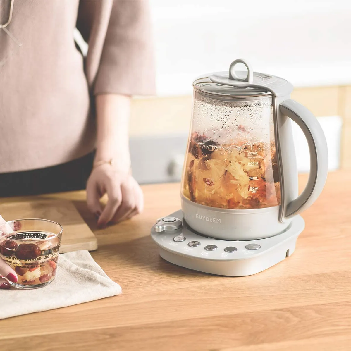 BUYDEEM K2683 Health-Care Beverage Tea Maker and Kettle, 9-in-1 Programmable Brew Cooker Master, 1.5 L
