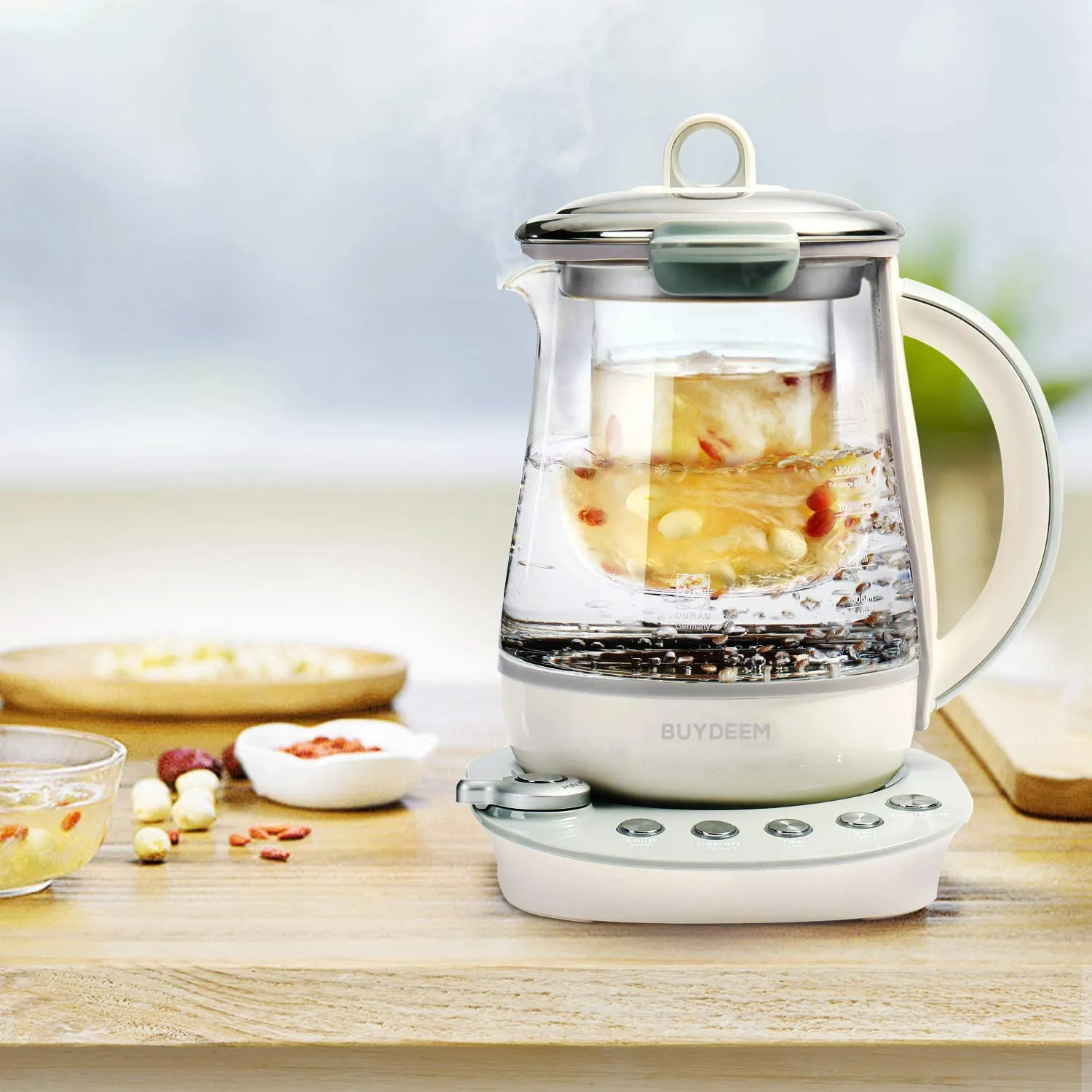 BUYDEEM K2683 Health-Care Beverage Tea Maker and Kettle, 9-in-1 Programmable Brew Cooker Master, 1.5 L