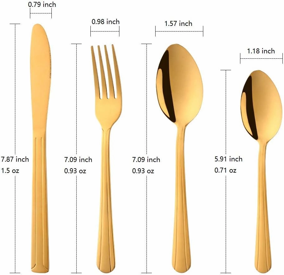 Buyer Star 20-Piece Gold Silverware Flatware Set Stainless Steel Travel Eating Utensil for Picnic Camping, Service for 5, Dishwasher Safe