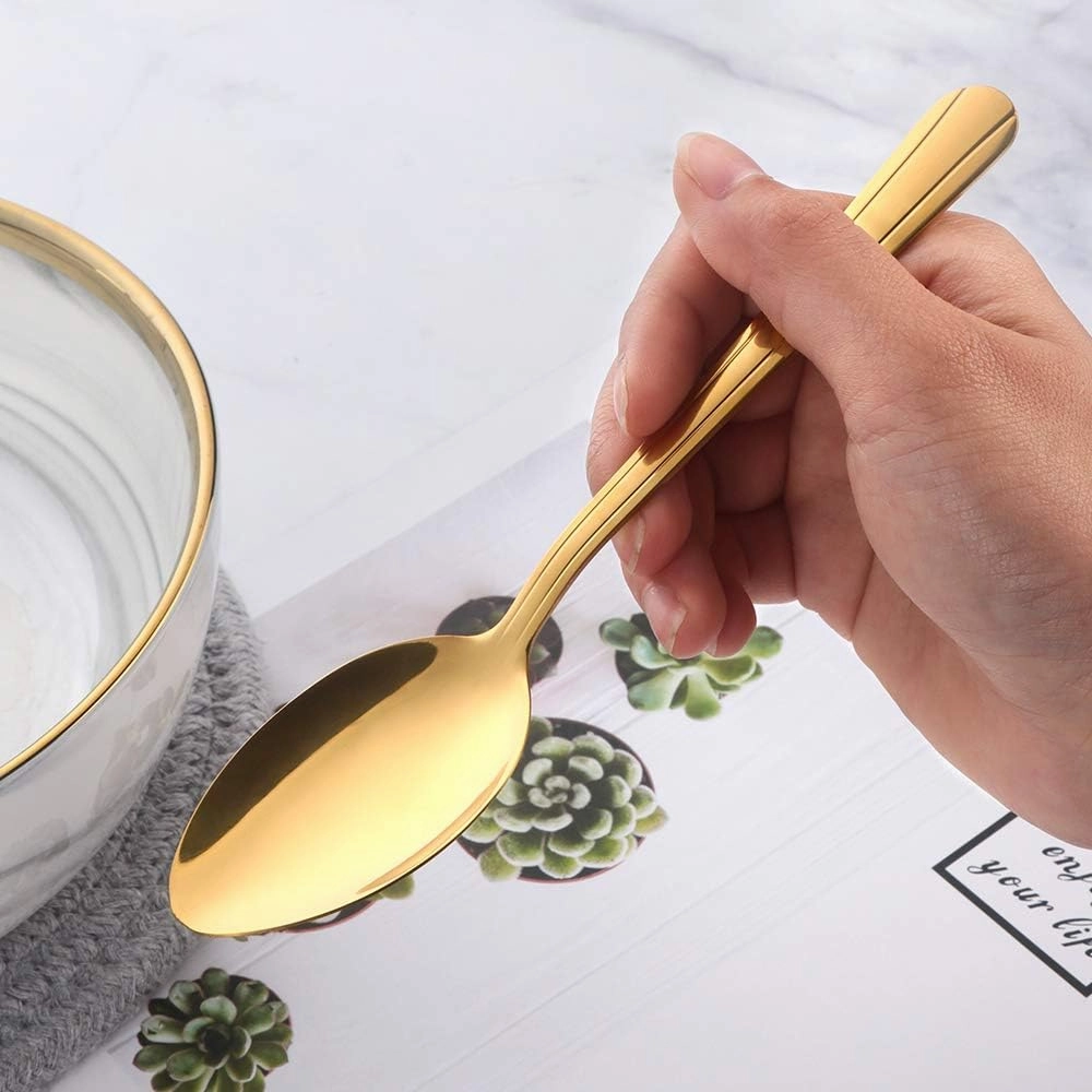 Buyer Star 20-Piece Gold Silverware Flatware Set Stainless Steel Travel Eating Utensil for Picnic Camping, Service for 5, Dishwasher Safe