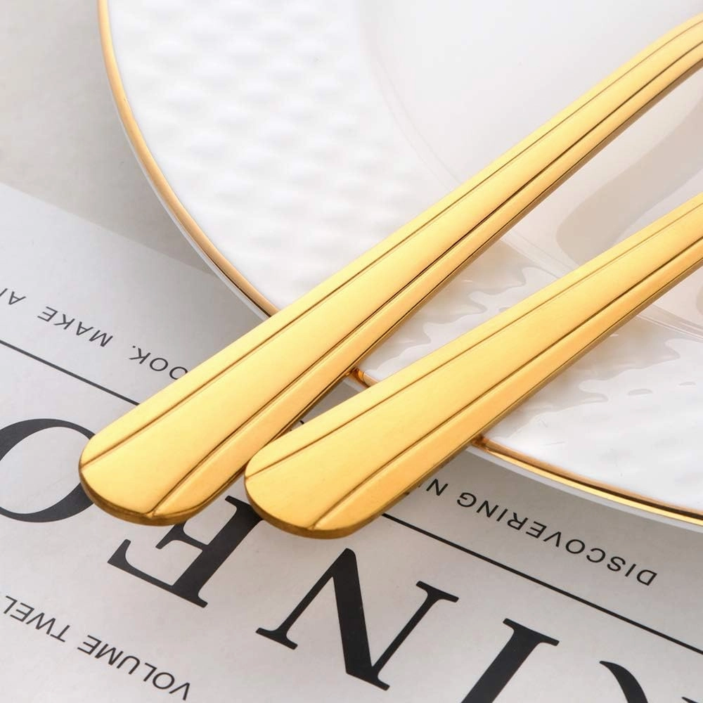 Buyer Star 20-Piece Gold Silverware Flatware Set Stainless Steel Travel Eating Utensil for Picnic Camping, Service for 5, Dishwasher Safe