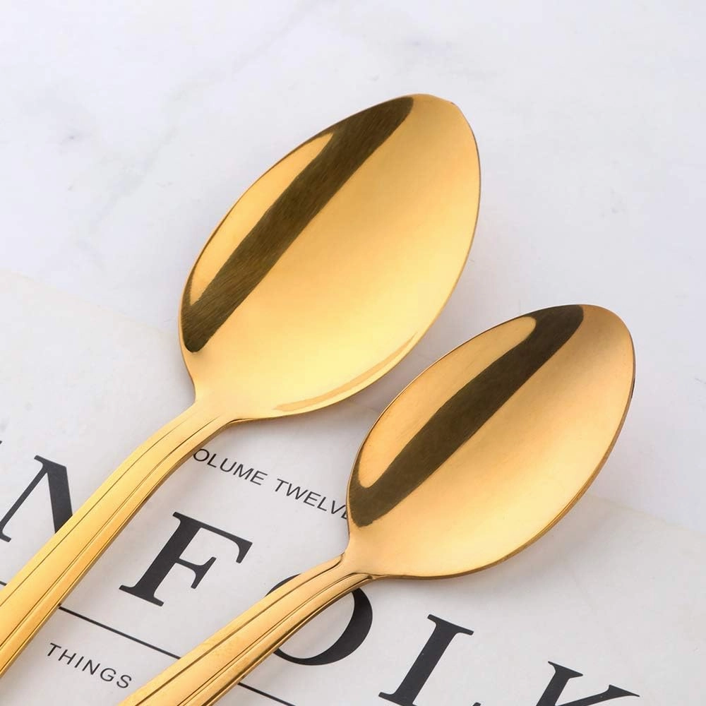 Buyer Star 20-Piece Gold Silverware Flatware Set Stainless Steel Travel Eating Utensil for Picnic Camping, Service for 5, Dishwasher Safe