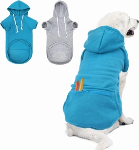 BWOGUE 2 Pack Dog Hoodies - Winter Warm Sweatshirt & Coat with Pocket & Hat - Fit for Large Dogs