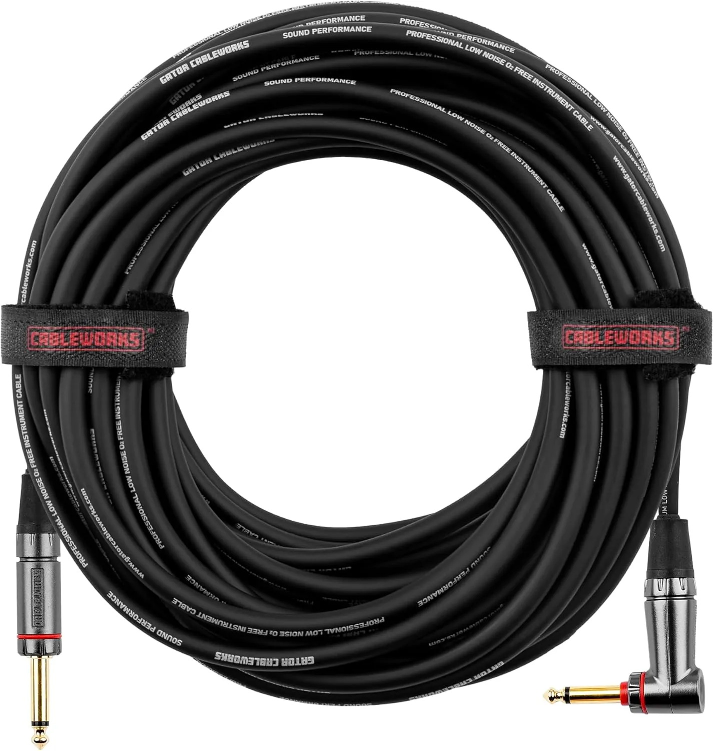 by Gator Cases Headliner Series Premium 10 Foot Straight to Right Angle Guitar Instrument Cable with Quiet Switch Technology, (GCWH-INS-10RAQT)