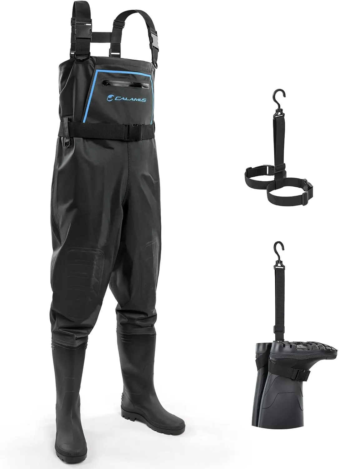 Calamus WaveWalker Fishing Waders for Men & Women, 100% Waterproof PVC Waders with Slip-Resistant Boots, Tear-Resistant Nylon
