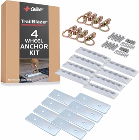 Caliber Trailblazer Heavy-Duty, Fully Adjustable Tie Down Components, 4-Wheel Anchor Kit