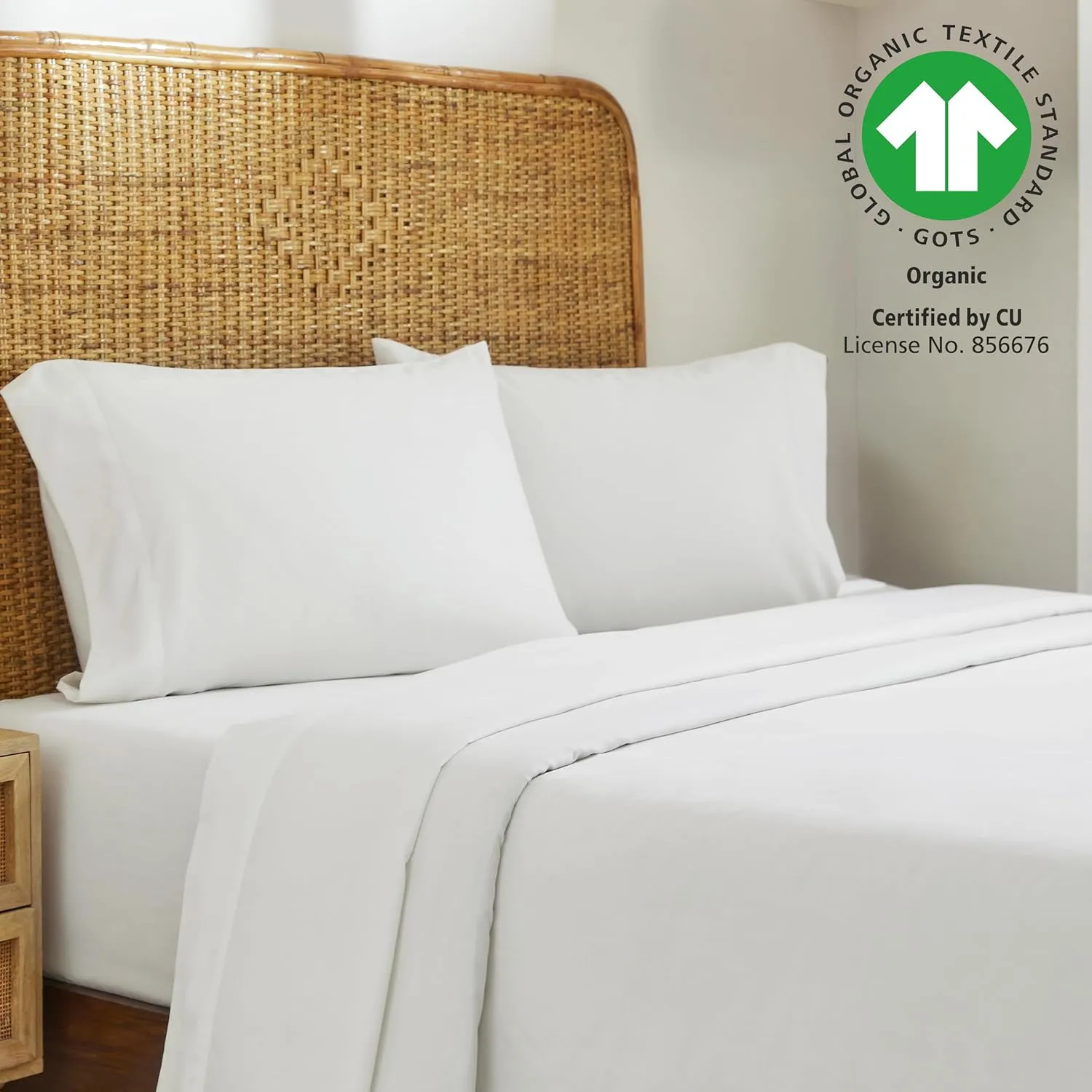 California Design Den Queen Size Sheets - Soft 100% 100% Organic Cotton Sheets with Deep Pockets, Crisp Percale, Breathable and Durable Bedding Set - Grey