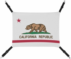 California Bear Flag Cat Hanging Hammock Soft Breathable Pet Cage Dog Hammock with Adjustable Straps and Metal Hooks