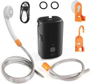 Camping Shower Portable Electric Shower Pump Waterproof with 2-Level Water for Camping Hiking Backpacking Travel Beach Pet Watering