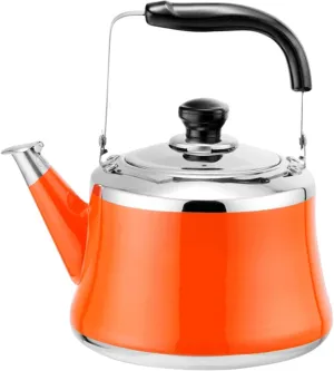 Camping Teapot, 304 Stainless Steel Tea Kettle, with Cool Touch Ergonomic Handle Designed Whistling Tea Pot for Induction Gas Electric Halogen Stoves(3L)