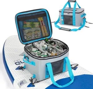 CAMULAND Waterproof Paddle Board Cooler Bag – 25L Insulated SUP Deck Bag with Bottle Opener, Detachable Compartments & Multiple Pockets, Holds 30 Cans, Perfect for Kayaking, Camping & Water Sports
