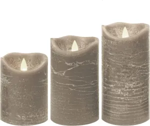 Candle Choice Battery Operated Flameless Candles with Timer Real Wax Realistic Flickering Electric LED Pillars Automatic Built-in Daily Cycle Timer 6-Hour on 18-Hour Off Set of 3 Rustic Texture Gray