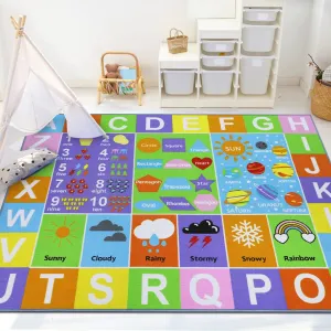 Capslpad Kids Rug for Learning Alphabet,Numbers,Shapes,Weather,Planets,Kid Area Rug,Non Slip Play Mat for Children Playroom,Classroom,Bedroom,Toddler,Nursery,5'0 x 6'6Feet