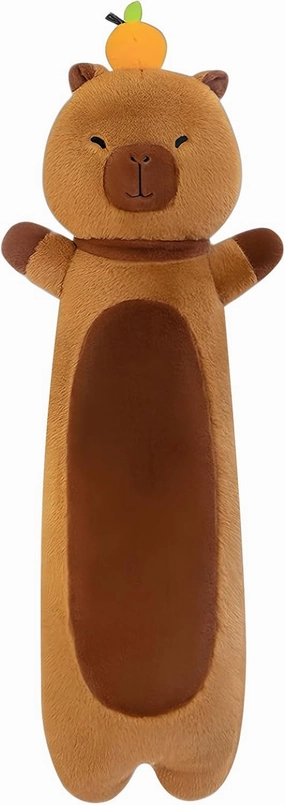Capybara Plush Pillow with Orange, 43" Long Soft Plush Capybara Plushie Stuffed Toy Gift for Boys & Girls