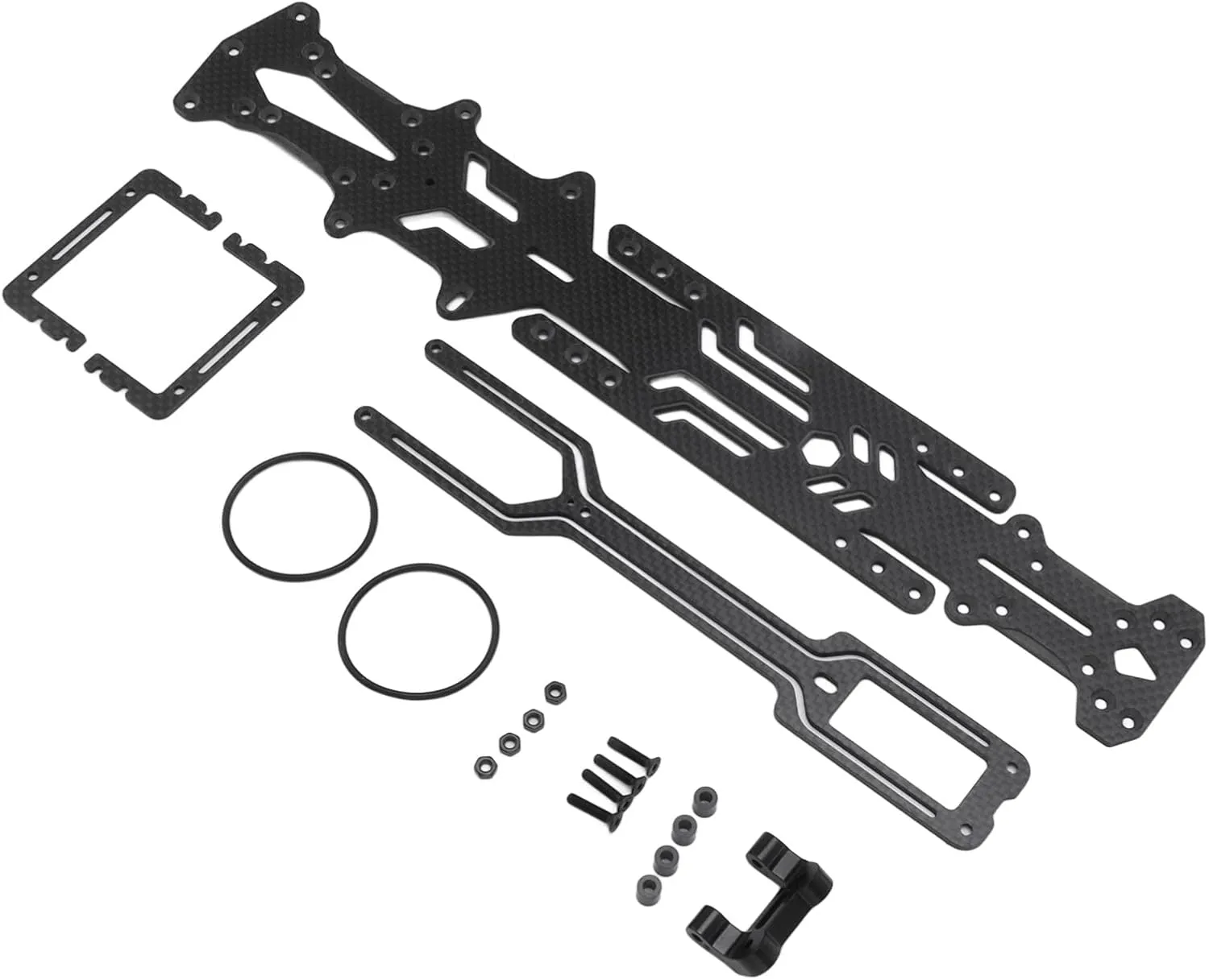 Carbon Fiber Chassis Kit, RC Car Chassis Professional Heat Dissipation Lightweight Replacement for 1:10 RC Drift Car (Black)