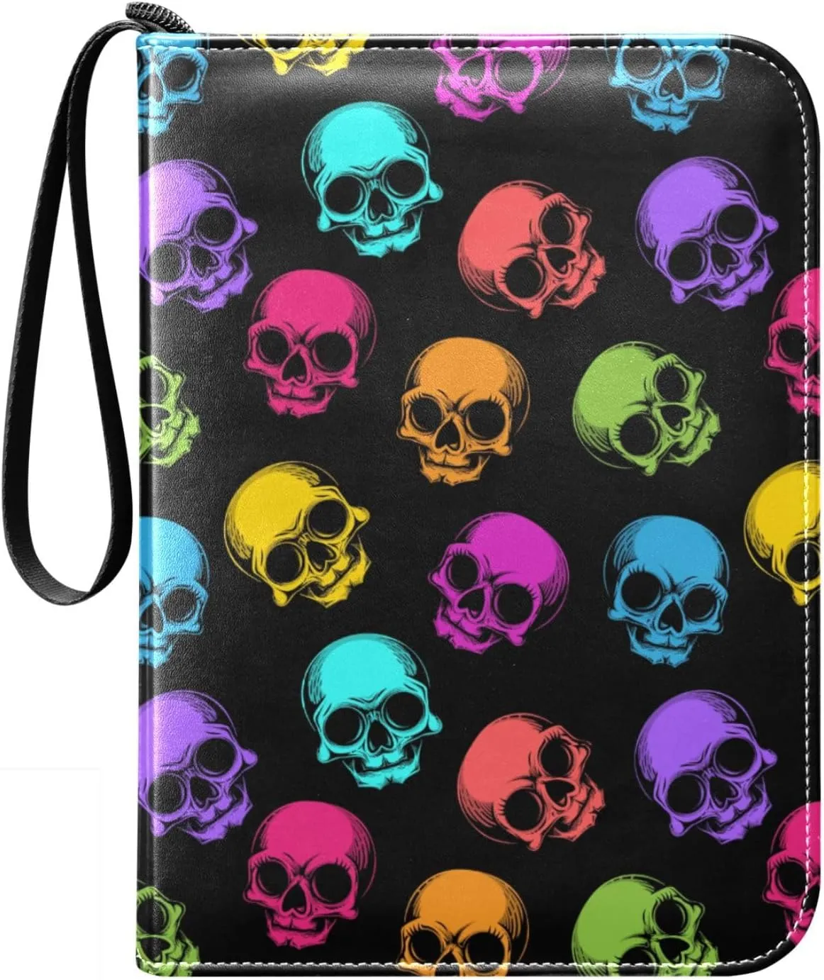 Card Binder 400 Pockets Colorful Skulls Trading Card Binder with 50 Removable Pages，3 Rings Trading Card 4 Pocket Album Folder for Game Cards TCG