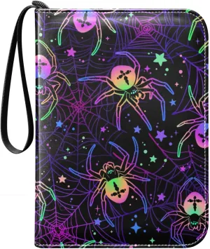Card Binder 400 Pockets Colorful Spiders Trading Card Binder with 50 Removable Pages，3 Rings Trading Card 4 Pocket Album Folder for Game Cards TCG