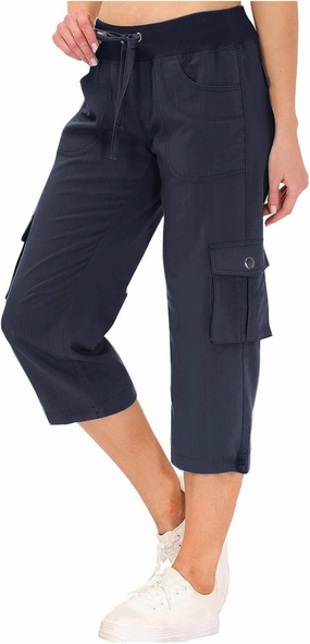Cargo Capri Pants Women Elastic Waist Bermuda Shorts Summer Casual Comfy Knee Length Beach Travel Hiking Pants