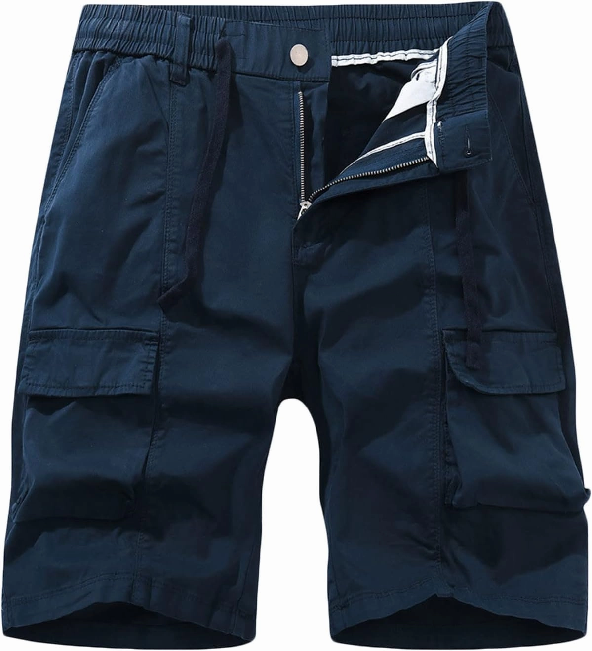 Cargo Shorts for Men Regular Fit Cotton Drawstring Stretch Waist Multi Pockets Tooling Shorts Work Utility Shorts