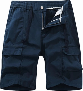 Cargo Shorts for Men Regular Fit Cotton Drawstring Stretch Waist Multi Pockets Tooling Shorts Work Utility Shorts