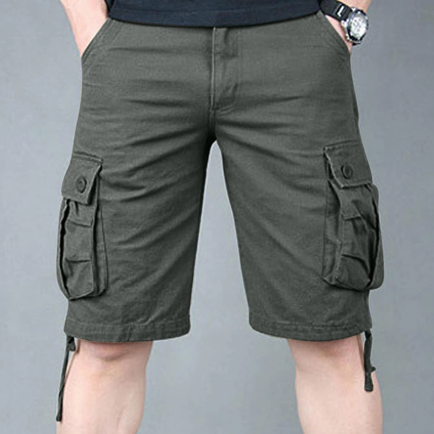 Cargo Shorts for Men Stretch Waist Multi Pocket Causal Tooling Shorts Outdoor Sport Regular Fit Cotton Hiking Shorts