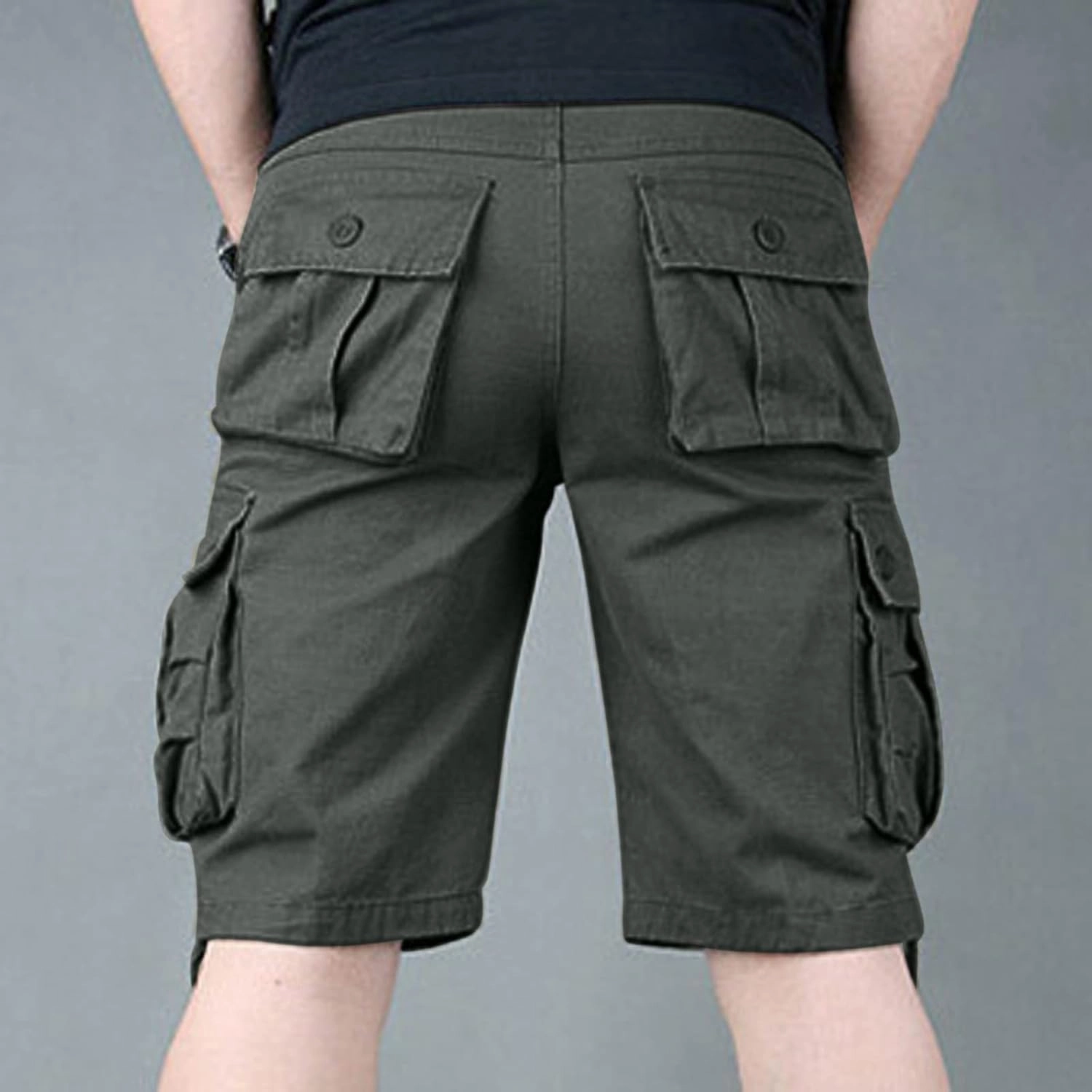 Cargo Shorts for Men Stretch Waist Multi Pocket Causal Tooling Shorts Outdoor Sport Regular Fit Cotton Hiking Shorts