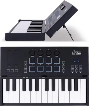 Carry-on Folding MIDI Controller 25 - MIDI Over Bluetooth &USB Ultra-Portable Keyboard Controller - Built-In Battery for Professional Music Production - Compatible with Mac, PC, iOS