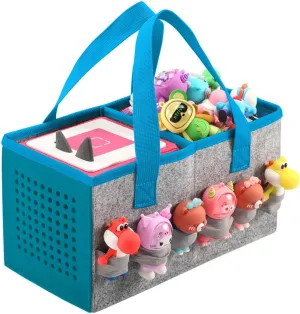 Carrying Case for Toniebox Starter Set and Tonies Figurines, Travel Felt Cloth Musical Toy Folding Bag for Toniebox Accessories (Blue)