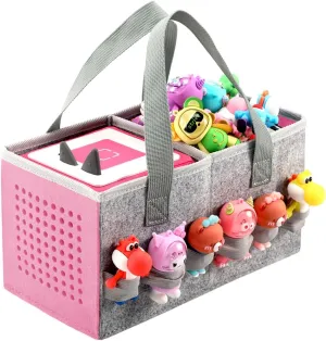 Carrying Case for Toniebox Starter Set and Tonies Figurines, Travel Felt Cloth Musical Toy Folding Bag for Toniebox Accessories (Pink)