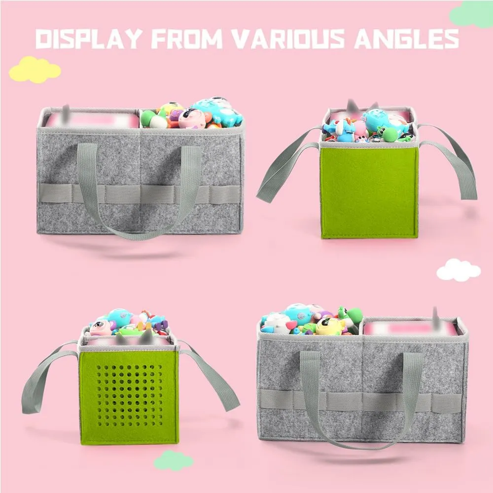 Carrying Case Travel Felt Bag Compatible with Toniebox Starter Set and Tonies Figurine (Gray Green)
