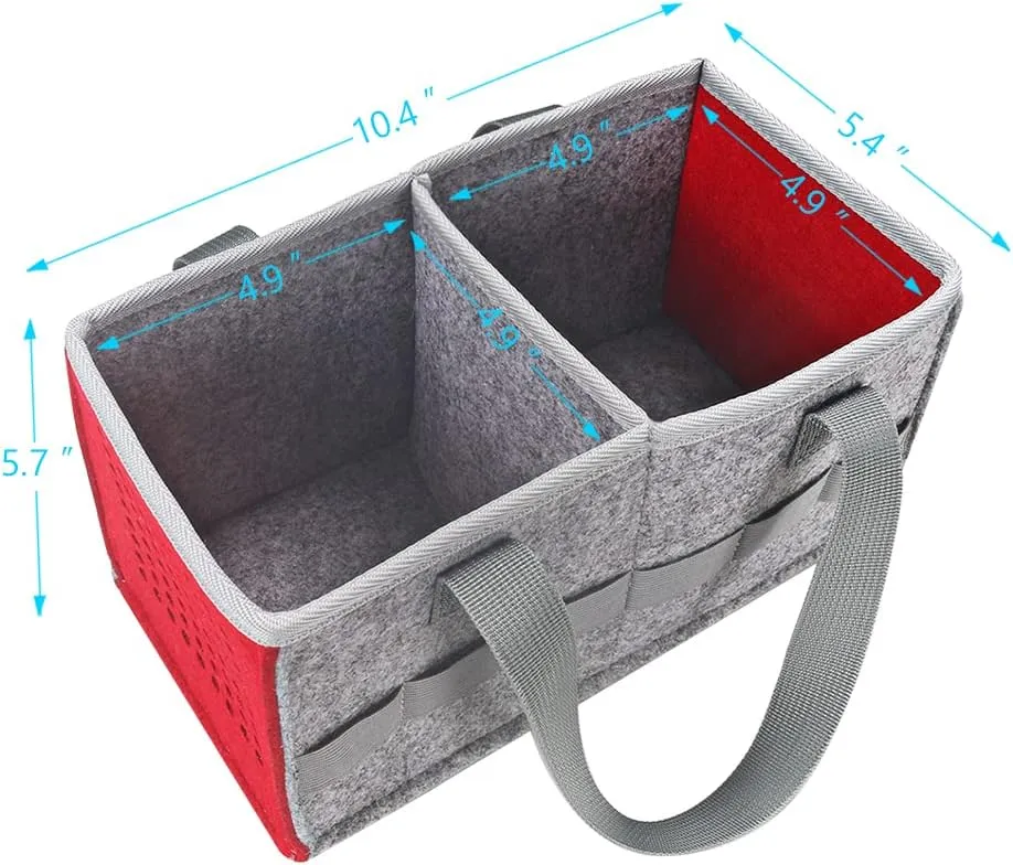 Carrying Case Travel Felt Bag Compatible with Toniebox Starter Set and Tonies Figurine (Gray Red)
