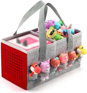 Carrying Case Travel Felt Bag Compatible with Toniebox Starter Set and Tonies Figurine (Gray Red)
