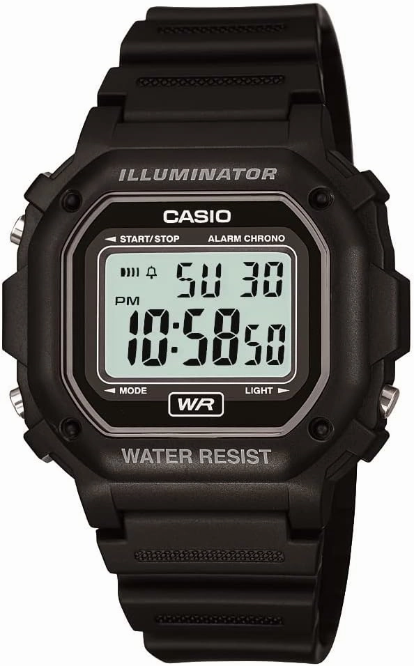 Casio F108WH Series | Men's Digital Watch | Illuminator | Water Resistant | LED Light | Daily Alarm | 1/100 SEC Stopwatch | 3 Hands (HR, Min, SEC) | Date/Day Display | Daily Alarm | 7 Year Battery