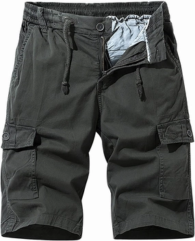 Casual Shorts for Men Summer Ultimate Comfort Linen Shorts Classic Fit Drawstring Elastic Waist Cargo Shorts Work