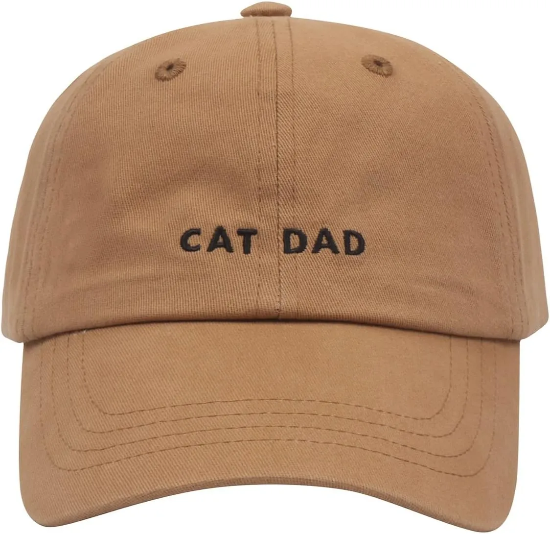 Cat Mom & Dad Hats for Proud Cat Parents | for Men & Women | Embroidered Text - Adjustable Fit - 100% Cotton