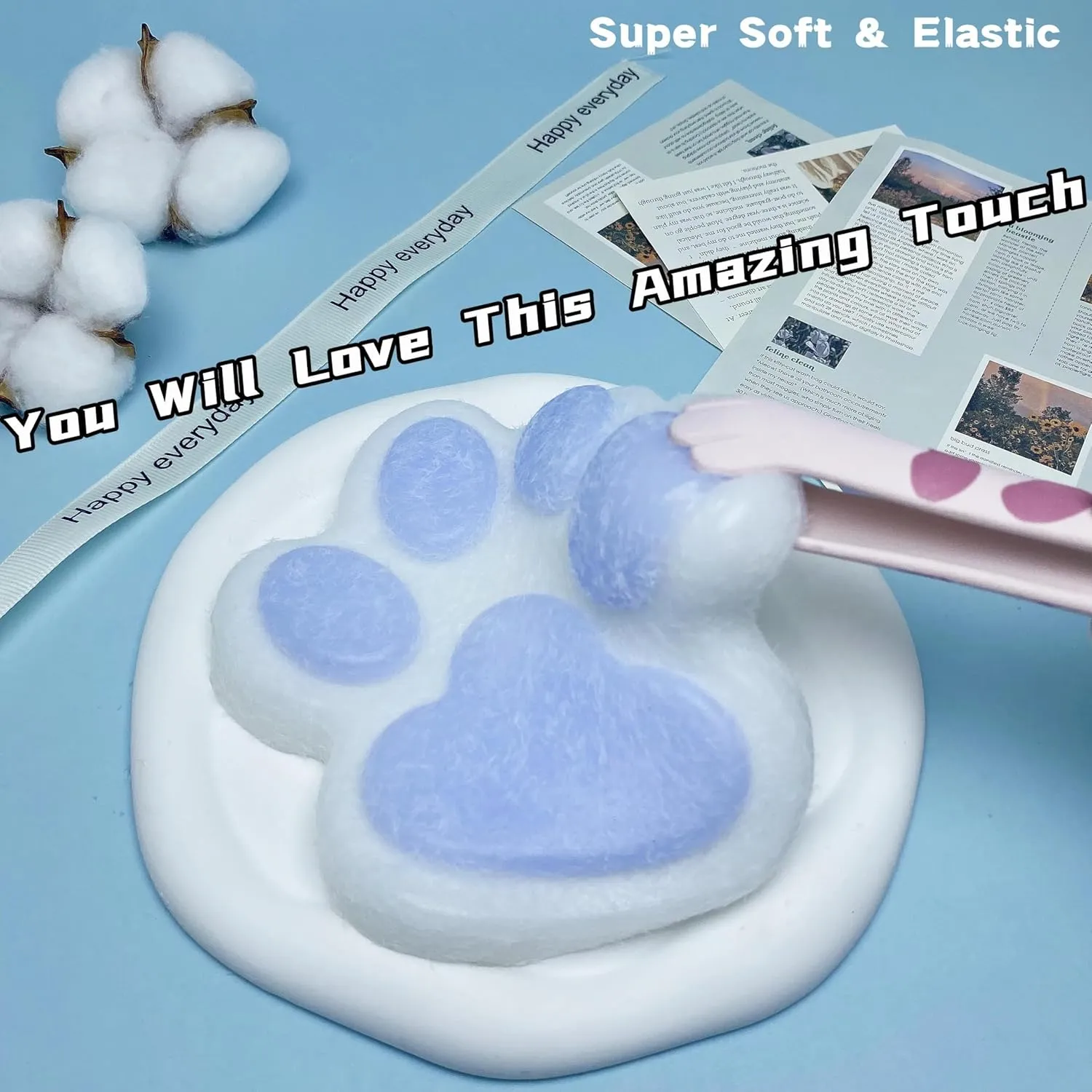 Cat Paw Squishy Big Fufu Squishies Giant Cat Paw Toy 5.5 Inch Large Paw Print Squishy Squeeze Toys Tangcii Pinch Family Silicone Stress Relief Cute Soft Sticky Toy for Adults Kids