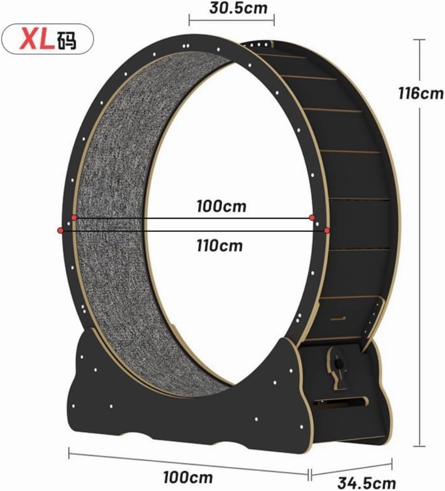 Cat Wheel Exerciser Cat Treadmill High-Fiber Board Silent No-Claw Cat Climbing Frame Pet Cat Toy Sports Fitness Running Wheel Daily Exercise for Cats(B,X-Large)