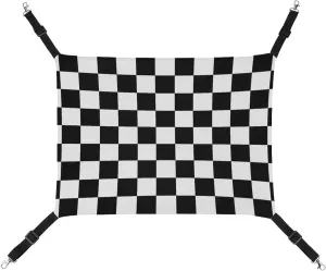 Checkerboard Black White Checkered Cat Hanging Hammock Soft Breathable Pet Cage Dog Hammock with Adjustable Straps and Metal Hooks