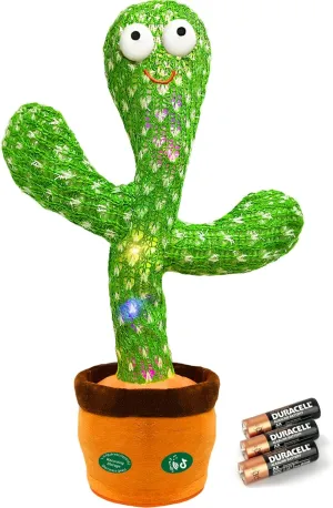 Christmas Dancing Talking Cactus Toy Mimics Back, Cactus Baby Toy Singing Mimicking Repeating Recording Cactus Toy, Silly Sunny The Cactus with 3xAA Battery
